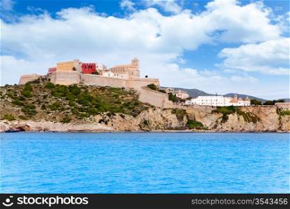 Eivissa ibiza town castle and church view from sea