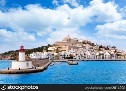 Eivissa ibiza town from red lighthouse red beacon in Balearic Islands