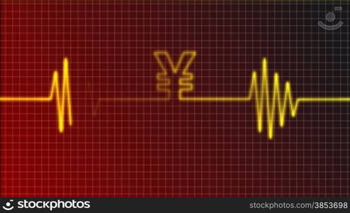 ekg-kurve mit yen-symbol