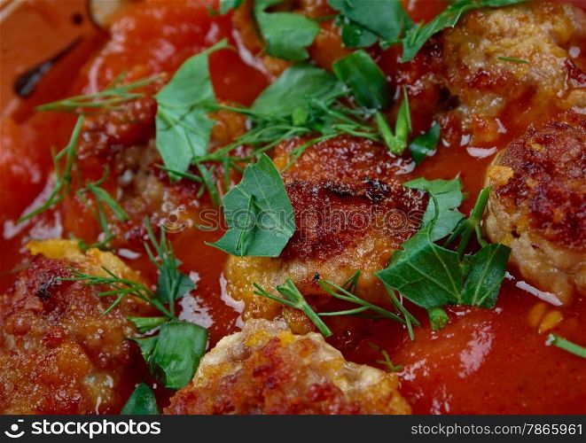 Eksili kofte - Delicious Turkish Home Made meatballs in tomato sauce