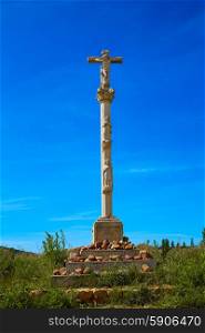 El burgo Ranero column cross by Saint James Way in Leon Spain