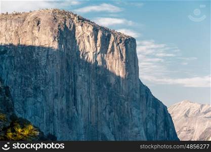 El Capitan rock formation close-up in Yosemite National Park. California, USA.