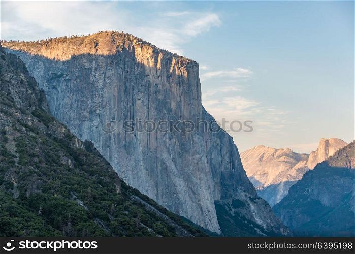 El Capitan rock formation close-up in Yosemite National Park. California, USA.