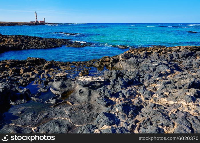 El Cotillo beach and Toston lighthouse at Fuerteventura Canary Islands