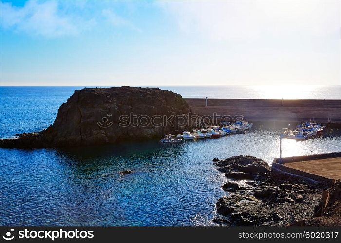 El Cotillo port fisherboats in Fuerteventura at Canary Islands of Spain