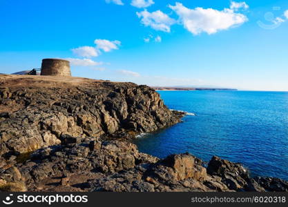 El Cotillo Toston tower castle in Fuerteventura at Canary Islands of Spain