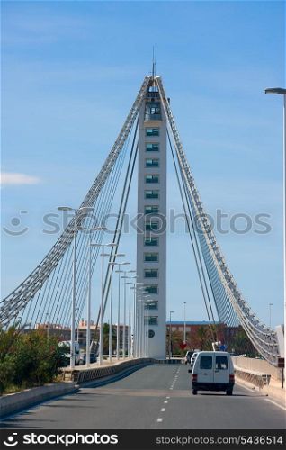 Elche Alicante Bimilenario suspension bridge over Vinalopo river Spain