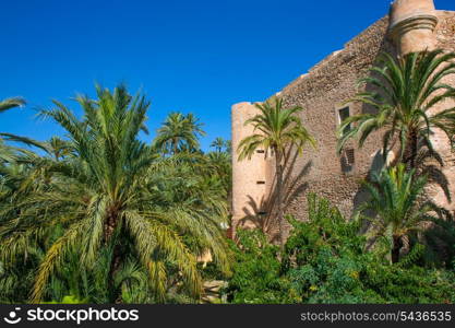 Elche Elx Alicante el Palmeral Palm trees park and Altamira Palace Spain