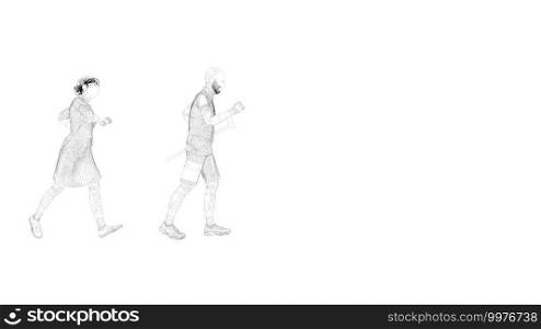 elderly couple doing exercise illustration