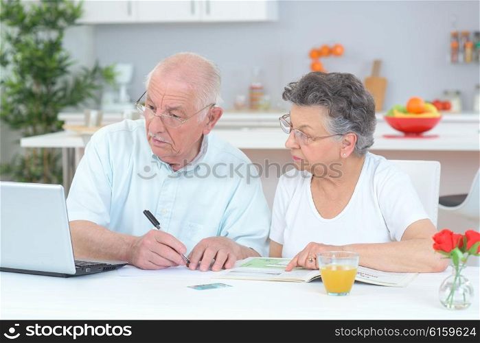 elderly couple in the house