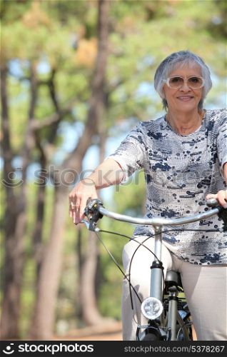 elderly dame riding