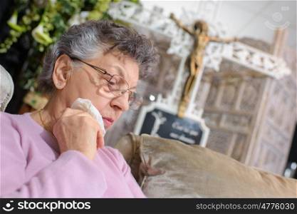 elderly sad woman