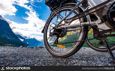 Electric bicycle on the background of nature Norway