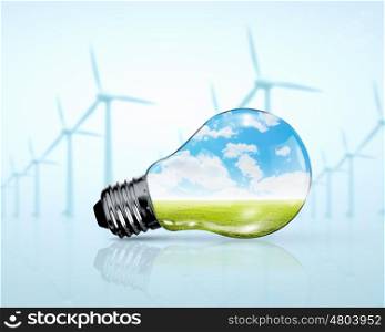 Electric bulb and windmill generators. Electric bulb and windmill generators. Renewable energy concept