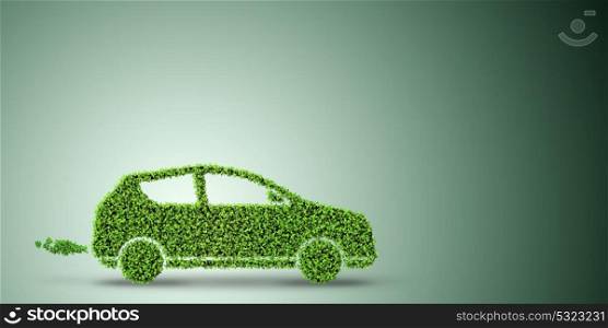 Electric car concept in green environment concept - 3d rendering. The electric car concept in green environment concept - 3d rendering