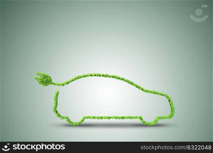 Electric car concept in green environment concept - 3d rendering