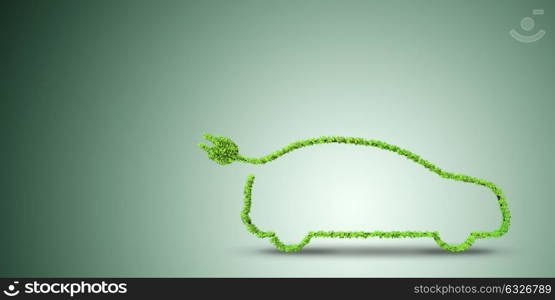 Electric car concept in green environment concept - 3d rendering