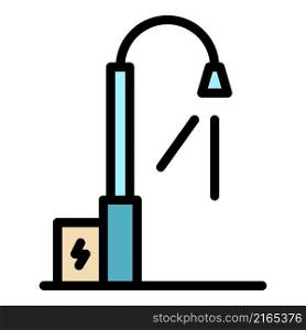 Electric desktop lamp icon. Outline electric desktop lamp vector icon color flat isolated. Electric desktop lamp icon color outline vector