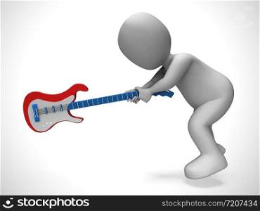Electric guitar used by a lead guitarist in rock and roll or instrumental music. A group playing songs and pop - 3d illustration