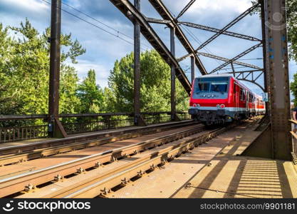 Electric InterCity Express in Frankfurt, Germany in a summer day