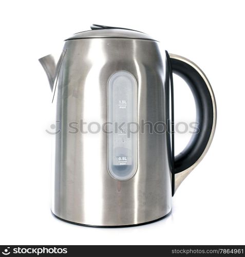 electric kettle in front of white background
