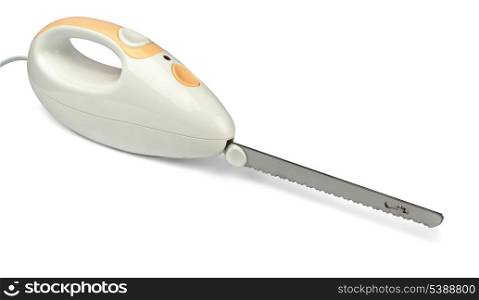 Electric kitchen knife isolated on white