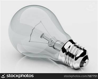 electric light bulb, 3d render, gray background