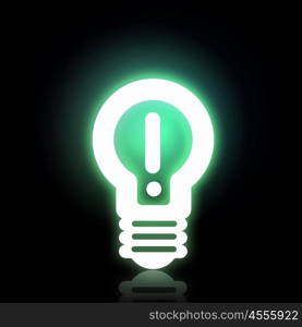 Electric light bulb. Light bulb glowing icon on dark background