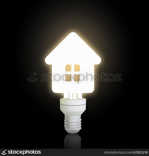 Electric light bulb. Light bulb glowing icon on dark background