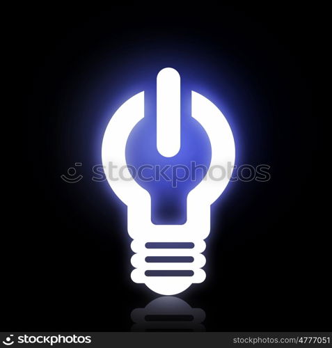 Electric light bulb. Light bulb glowing icon on dark background