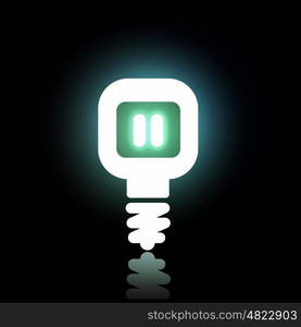 Electric light bulb. Light bulb glowing icon on dark background