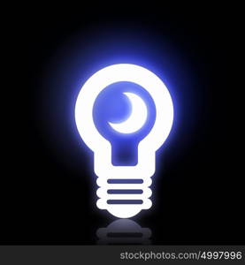 Electric light bulb. Light bulb glowing icon on dark background