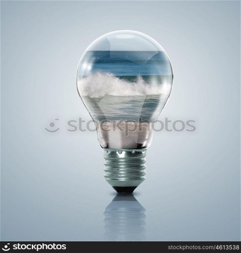 Electric light bulb with clean water. Electric light bulb with clean water inside it