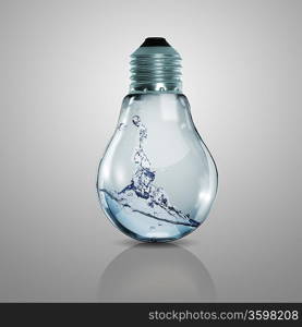 Electric light bulb with clean water inside it