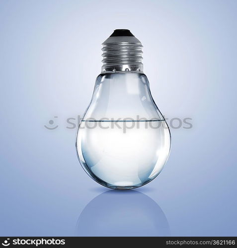 Electric light bulb with clean water inside it