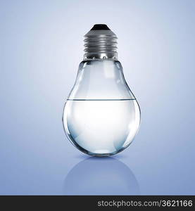 Electric light bulb with clean water inside it