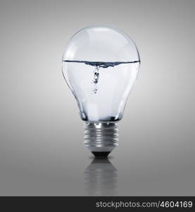 Electric light bulb with clean water inside it