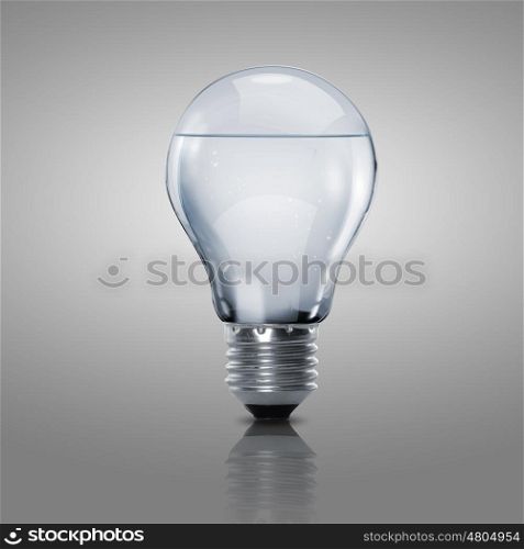 Electric light bulb with clean water inside it