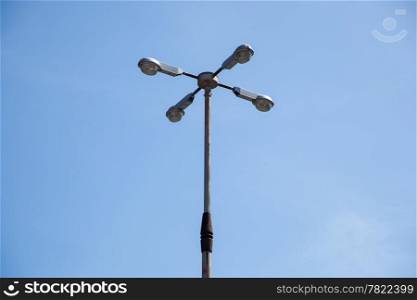 Electric lighting fixture with four lamps with single pole.&#xA;