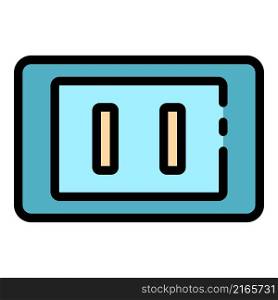 Electric line socket icon. Outline electric line socket vector icon color flat isolated. Electric line socket icon color outline vector