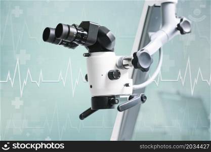 electric microscope with teal background