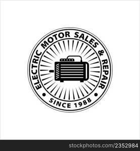 Electric Motor Icon, Electric Magnetic Motor Icon Vector Art Illustration