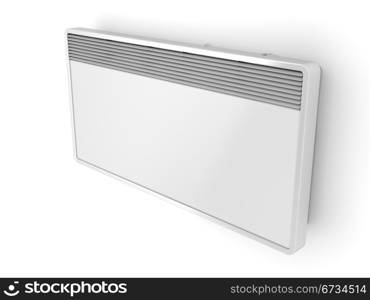 Electric panel heater on white wall