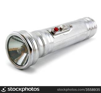 Electric pocket flashlight isolated on a white background
