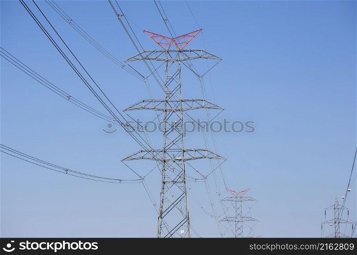 Electric poles carrying high voltage electricity