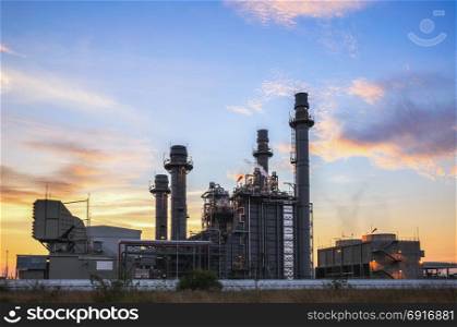 Electric power plant with blue hour.