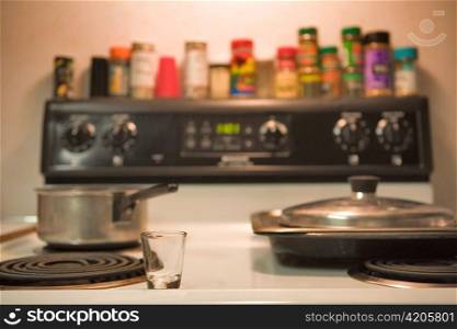 Electric Stove Top with Pots and Pans