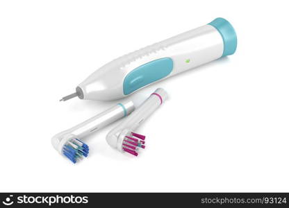 Electric toothbrush with two replacement brush heads