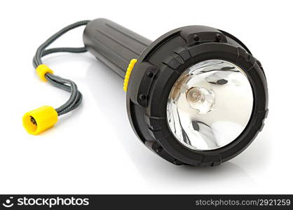 Electric torch for diving on a white background