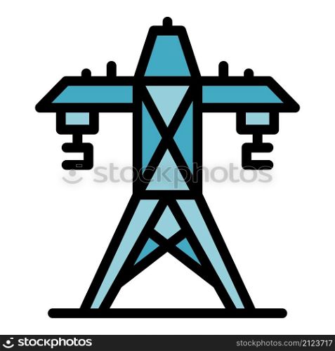 Electric tower icon. Outline electric tower vector icon color flat isolated. Electric tower icon color outline vector